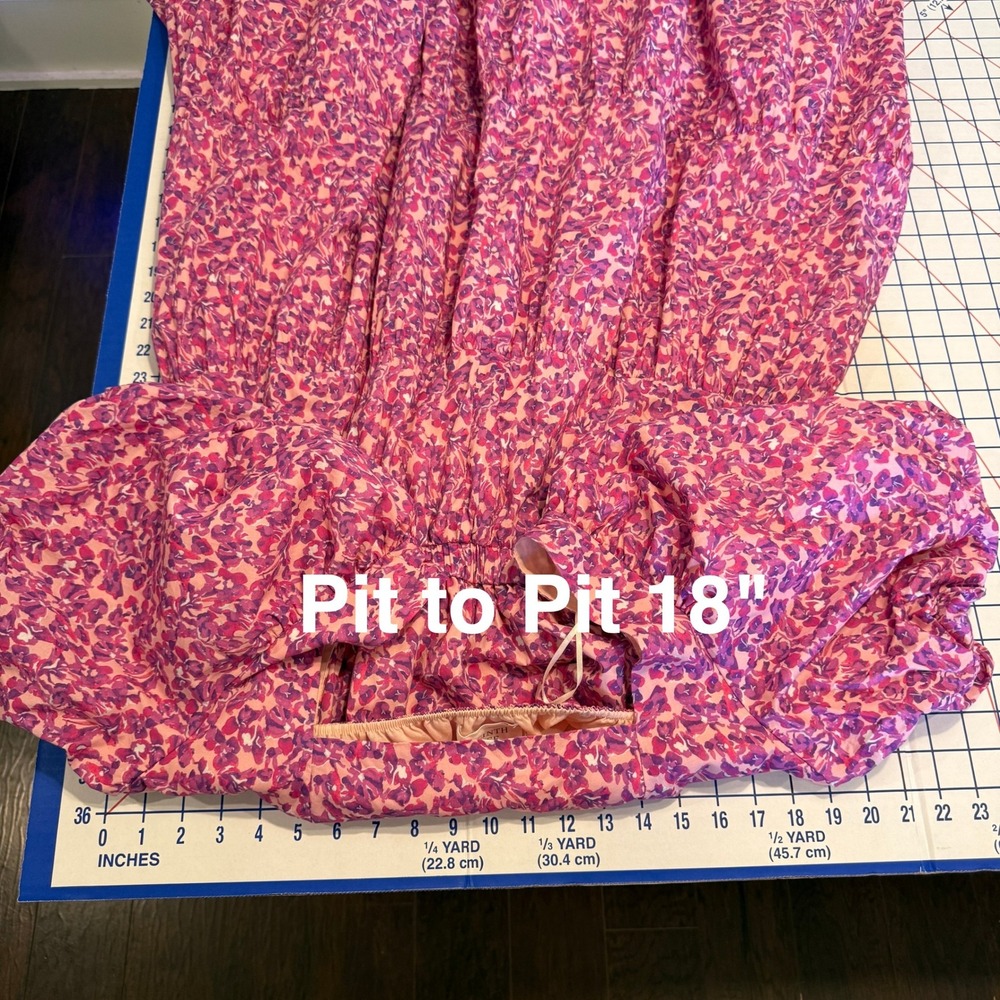Hyacinth House Estella Midi Dress Women L Pink Floral Puff Sleeve Cottagecore - Picture 14 of 16